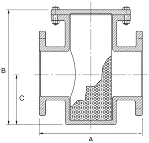 T type strainer general assembly drawing
